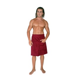 Arus Sauna Kilt for Men 100% Organic Cotton Terry Knee Length Elasticated Velcro Sauna Towel Bath Towel Size P/S Bordeaux