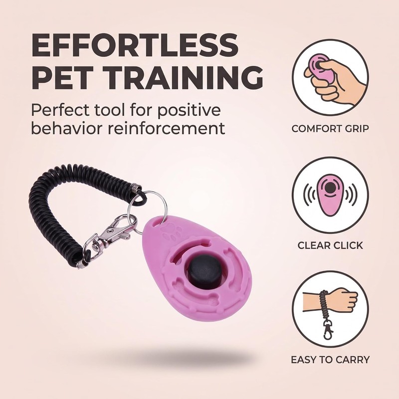 2Pcs Pink Dog Clicker for Training Easy to Use with