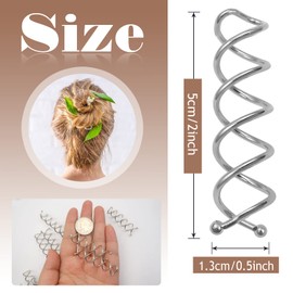 TUUXI 10pcs Spiral Bobby Pins 2 Inch Silver Metal Fast Bun Hair Accessories Spiral Hair Pins Spin Screw Hair Pins for Women Hair Style