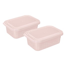 BranQ Home essential Set of 2 ORI Food Storage Containers, BPA-Free Plastic, Pink