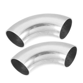 REPAIROCK 2pcs OD 1.5 Inch 90 Degree SS304 Stainless Steel Bend Tube Exhaust Elbow Pipe for Car Modified Exhaust System 0.04" Wall Thickness Piping Silver Tone Auto Replacement Parts