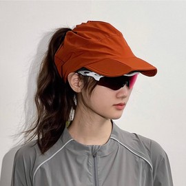 YAMEE Baseball Cap Women's Foldable Ponytail Design, Baseball Cap, Women's Summer Sun Protection, Quick-Drying, Breathable, Lightweight, Sports Cap, Adjustable, red, Unit size