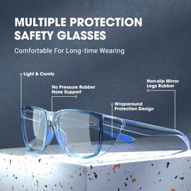 TOREGE Stylish Safety Glasses For Men, Clear Safety Goggles With Anti-Fog And Anti-Blue Light Lens, Scratch Resistant Eye Protection Work Glass For Nurse Women(C13-Gradient Purple)