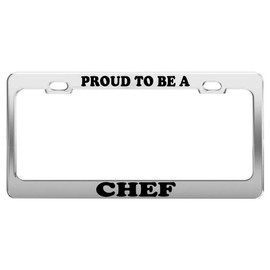 Product Express Proud to BE A Chef License Plate Frame Tag Holder Car Truck Accessory Gift