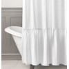 Felisa White Farmhouse Boho Shower Curtain with A Ruffle Hem,