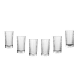 GIFTS PLAZA (D) Geometric Elegance: Crystal Glasses with Striped Design (Highball Glasses)
