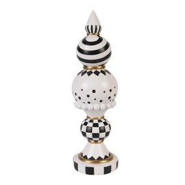 Bechivie Black and White Checkered Decor, 15 Inch Large Resin Halloween Christmas Modern Sculpture, Holiday Indoor Table Centerpiece Mantel Office Desk Shelf Season Decorations for Home