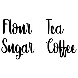 Set of 4 Canister Labels -V5- Vinyl Stickers - Kitchen Organization - Flour Sugar Tea Coffee - Die Cut Decals - Hipster - Gold