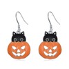 Pumpkin Earrings for Women 925 Sterling Silver Cat Halloween Dangle