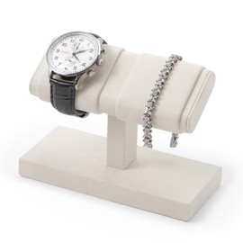 Papten Einfacher Doppelschicht Uhrenständer,Uhrenständer für Männer,Uhrenhalter aus,Uhrenaufbewahrung（Weiß）