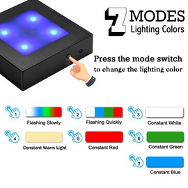 ZRENJHUS LED Light Base Display Base Stand Colorful Lighted Square Stand Display Plate for Glass Art Holiday Party Decor Crystal Ornament Black Display Stand Flat