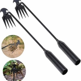 Uprooting Weeding Tool Garden Rake with Long Handle High Strength Polished Surface Weed Remover Tool Garden Supplies - quantity: 2pcs