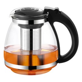 1500ml Glass Tea Pot with Infuser and Lid, Clear Transparent Steeped and Loose Leaf Tea Maker with Heat Resistant Comfortable Handle