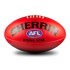 Sherrin AFL Rising Star Leather Football, Red, Size 3