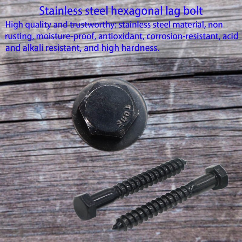 Evecad 10PCS 3/8" x 3" Hex Head Lag Screws, Stainless