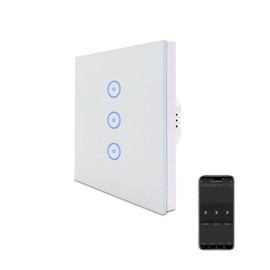 Useelink Smart Home Switch with Touch Screen, Smart Dimming LED Light Switch for Alexa, Timer, WiFi Smart Switch, White, 3 Gangs, 1 Piece, Neutral Required