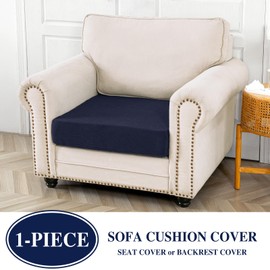 LA MEACK Couch Cushion Cover Seat Cushion Cover Stretch Armchair Cover Separate Sectional Sofa Slipcovers Furniture Protector(1 Piece for Seat or Sofa Backrest, Navy)