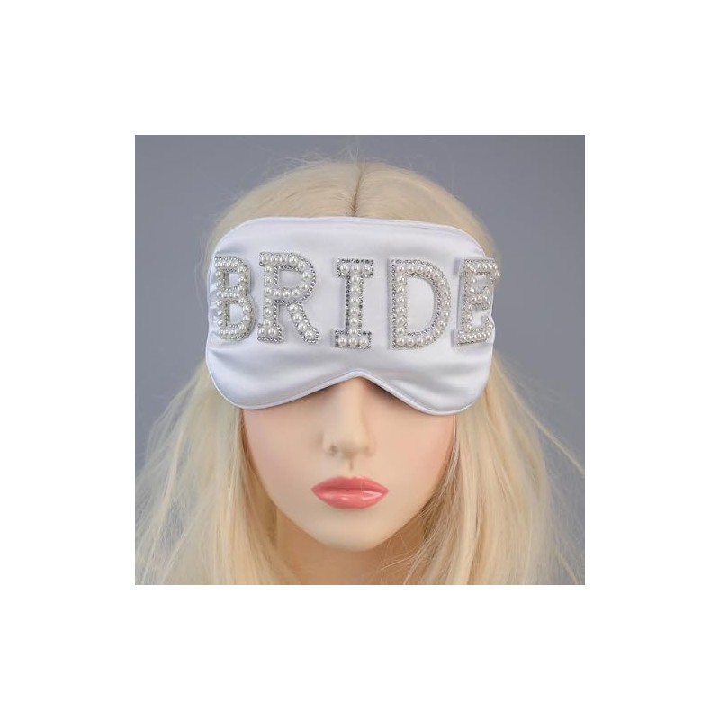 TRIXES Bride Sleep Mask, Rhinestones and Faux Pearls, Bride to