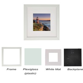 10x10 Photo Frame Gallery Picture frame with 6x6 mat,Freestanding and Wall Mountable,White