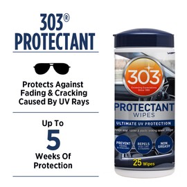 303 Products Automotive Protectant Wipes - Helps Prevent Fading & Cracking, Repels Dust, Lint & Staining, Superior UV Protection & Restores Lost Color, Exterior & Interior Car Cleaning Supplies