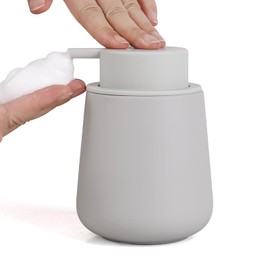 BosilunLife Seifenspender Grau, 350 ml Spülmittelspender Nachfüllbar, Großer Pumpenkopf für Leichtes Pressen, Stylisch und rutschfest, BPA-frei für Küche, Bad, Arbeitsplatte (Schaumseifenspender)