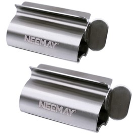 Toothpaste Key, NEEMAY Toothpaste Dispenser,Toothpaste Tube Squeezers, Metal Toothpaste Rollers, Toothpaste Squeezers Rolling 304 Stainless Steel Wringer Seat Holder Stand 2 Pcs/Set of Large Size