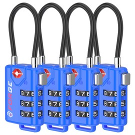 Bright Colors, TSA Approved Luggage Locks 4 Pack, Re-settable Combination with Alloy Body, Blue 4 Locks.