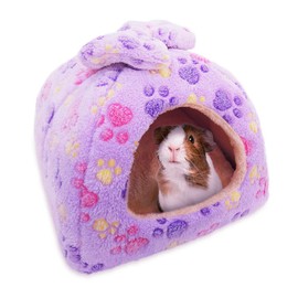 HOMEYA Small Animal Pet Bed, Sleeping House Habitat Nest for Guinea Pig Hamster Hedgehog Rat Chinchilla Hideout Bedding Snuggle Sack Cuddle Cup Cage Accessories with Washable Mat- XL(Purple)