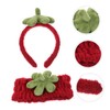 Beavorty 2pcs Cute Strawberry Headband Wristband Set for Face Washing