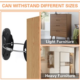 Anti Tip Furniture Anchors, 6 Packs Furniture Anchors for Baby Proofing Earthquake Straps for Furniture Dresser Wall Safety Anchor Furniture Safety Straps Wall Straps, Black (Black)