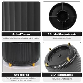 SKYDUE Organizador de escritorio giratorio de 360 grados, soporte de lpiz de doble propsito para escritorio, organizador de bolgrafos de escritorio...