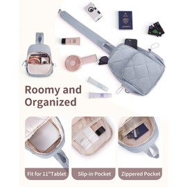 Wandering Nature Sling Bag for Women Lightweight Quilted Crossbody Bag Fits for 11" Tablet with Breathable Back Panel Anti Theft Pocket Padded Strap USB Charge Port, Ideal for Travel, Daily Use