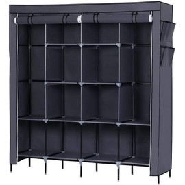 YFZD3087 Portable Closet Portable Closets for Hanging Clothes Wardrobe Clothes Organizer Portable Closet with Shelves Portable Closets for Hanging Clothes Heavy Duty (Grey)