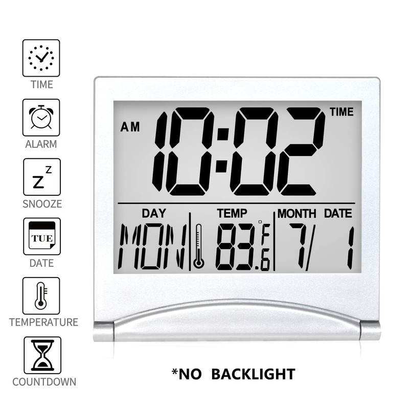Betus Digital Travel Alarm Clock - Foldable Calendar Temperature Timer