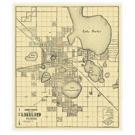 Lakeland, Polk County, Florida Map c. 1925 | Vintage Wall Decor | 24 x 28 inches