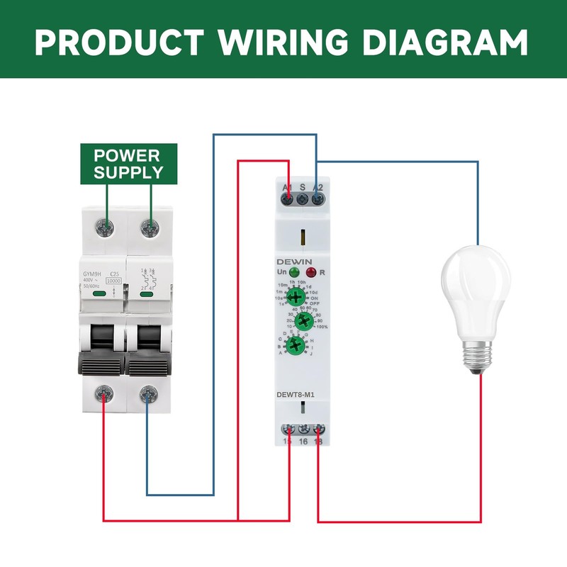 DEWIN Time Relay, DIN Rail 230 V, GRT8-M1 Multifunctional Time