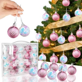 Grupo Carnavallia - 20 Esferas Navideñas Colgante Rosa Blanco Regalo Decor Árbol