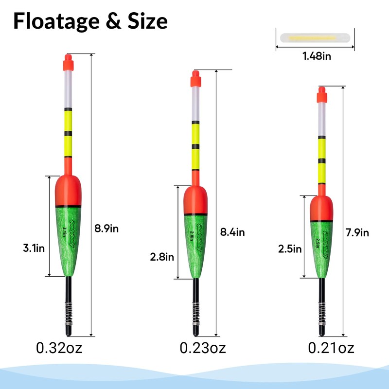 QualyQualy 4 x Eva Foam Lighted Fishing Bobbers + 8