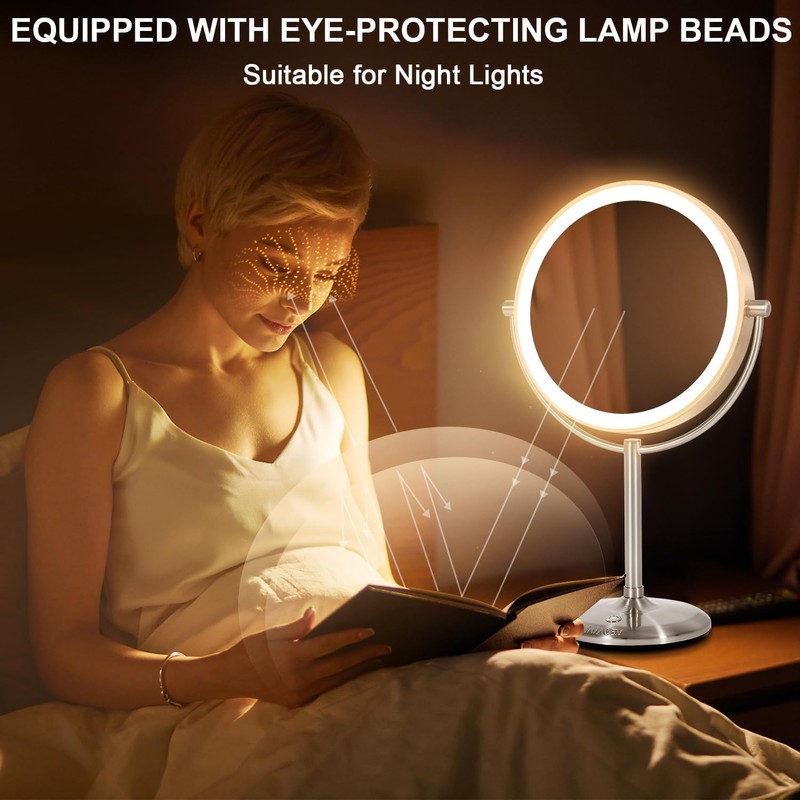 VESAUR 1X15X HD Lighted Makeup Mirror, 9" Large 5000mAh Rechargeable