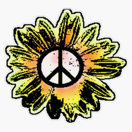 EB Store Sunflower Peace Sign 1 Vinyl Waterproof Sticker Decal Car Laptop Wall Window Bumper Sticker 5'' EBSTORE-STICKERS-667