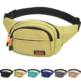 Fjquamitix Bumbags for Ladies & Men, Fanny Pack for Women & Men - Waterproof, Lightweight, Adjustable Waist Pack for Running, Hiking, Travel (Yellow)