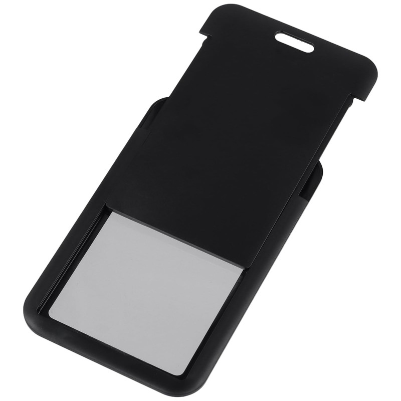 SINJEUN 50 Pack Sliding ID Badge Holder, Black Badge Holders