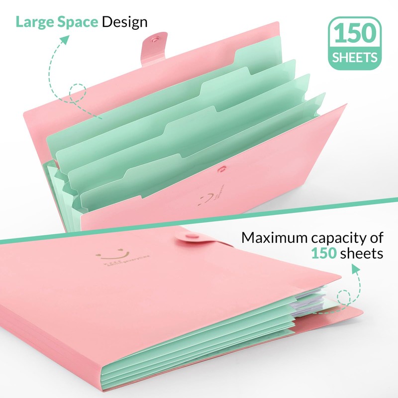 KONVINIT Expanding File Folder Wallet Documents A4 File Folder Pockets