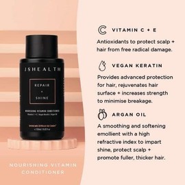 JSHealth Nourishing Vitamin Hair Conditioner - Deep Conditioner for Dry Hair - Sulfate Free, Vegan & Safe for Colored Hair - Made with Vitamins C & E | Vegan Keratin | Argan Oil, 350ml
