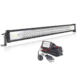 AUXTINGS Straight 32 inch 405W Car Led Light Bar with 12V Strobe Remote Control Wiring Harness Cable Kit 6000K Flood Spot Beam Triple Row Driving Work Lamp for Jeep Off Road Truck SUV 4x4