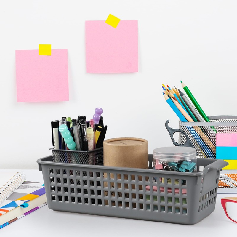 Dehouse Set of 6 Silm Plastic Storage Baskets, Slim Plastic