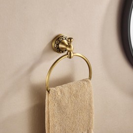 BRASEEY Antique Brass Toilet Paper Holder Towel Ring, Brushed Brass Towel Holder Toilet Paper Roll Holder, Rustic Towel Rack Bathroom Accessories Set Hardware 2 Pieces Farmhouse Wall Mounted