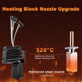 HIKUDIY Hotend Complete Kit for Bambu Labs P1P P1S 3D Printer, Full Assembly Hot End with Fan,Thermistor,Ceramic Heater, 0.4/0.6/0.8mm Nozzle, Silicone Sock, Heating Block (Not for X1 Series)