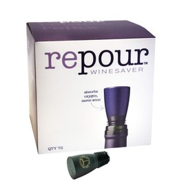 Repour Wine Saver - Wine Preserver and Stopper - Removes Harmful Oxygen from your Wine Simply and Effectively - Indigo Black (72 Pack)