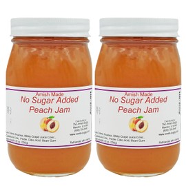 Amish Peach Jam - No Sugar Added - Two 16 Oz Jars Made by Arndts Fudgery